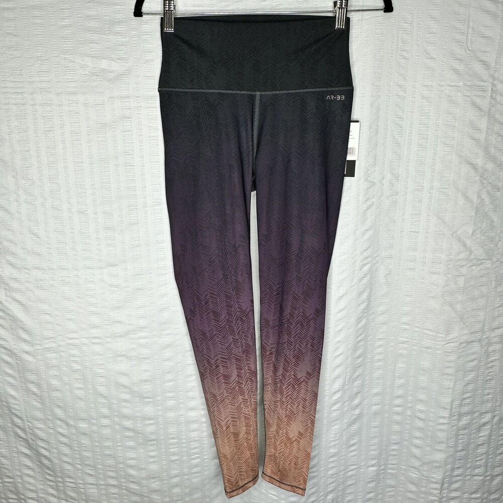 AR-33 Leggings Womens Small Gray Purple Ombre NEW Alpha High Waist Crop Workout
